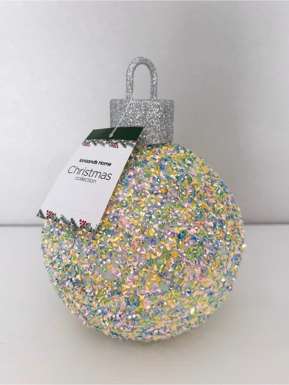 KIRKLANDS Iridescent Pastel Glitter Ornament Tabletop Decor NWT